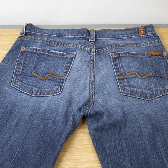 7 For All Mankind Bootcut 26 X 32 Women's Denim Jeans Medium Wash Zip Fly USA - Picture 3 of 8